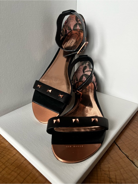 Ted Baker Shoes - Ted Baker Women's Black & Rose Toned Sandals with Buckle Strap - Size 39.5 EU
